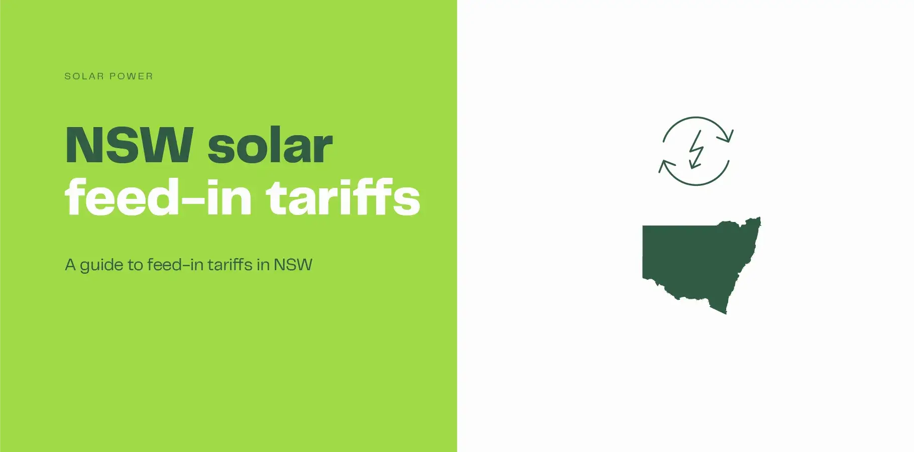 The vector image shows an outline of NSW with a dollar symbol above it. Adjacent text reads 'NSW feed-in tariffs'. 