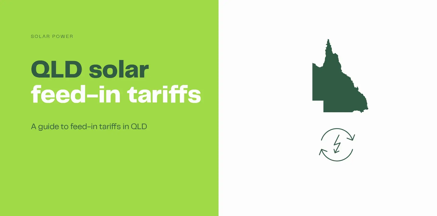 The vector image shows an outline of the state of QLD with a dollar symbol above it. Adjacent text reads 'QLD feed-in tariffs'. 