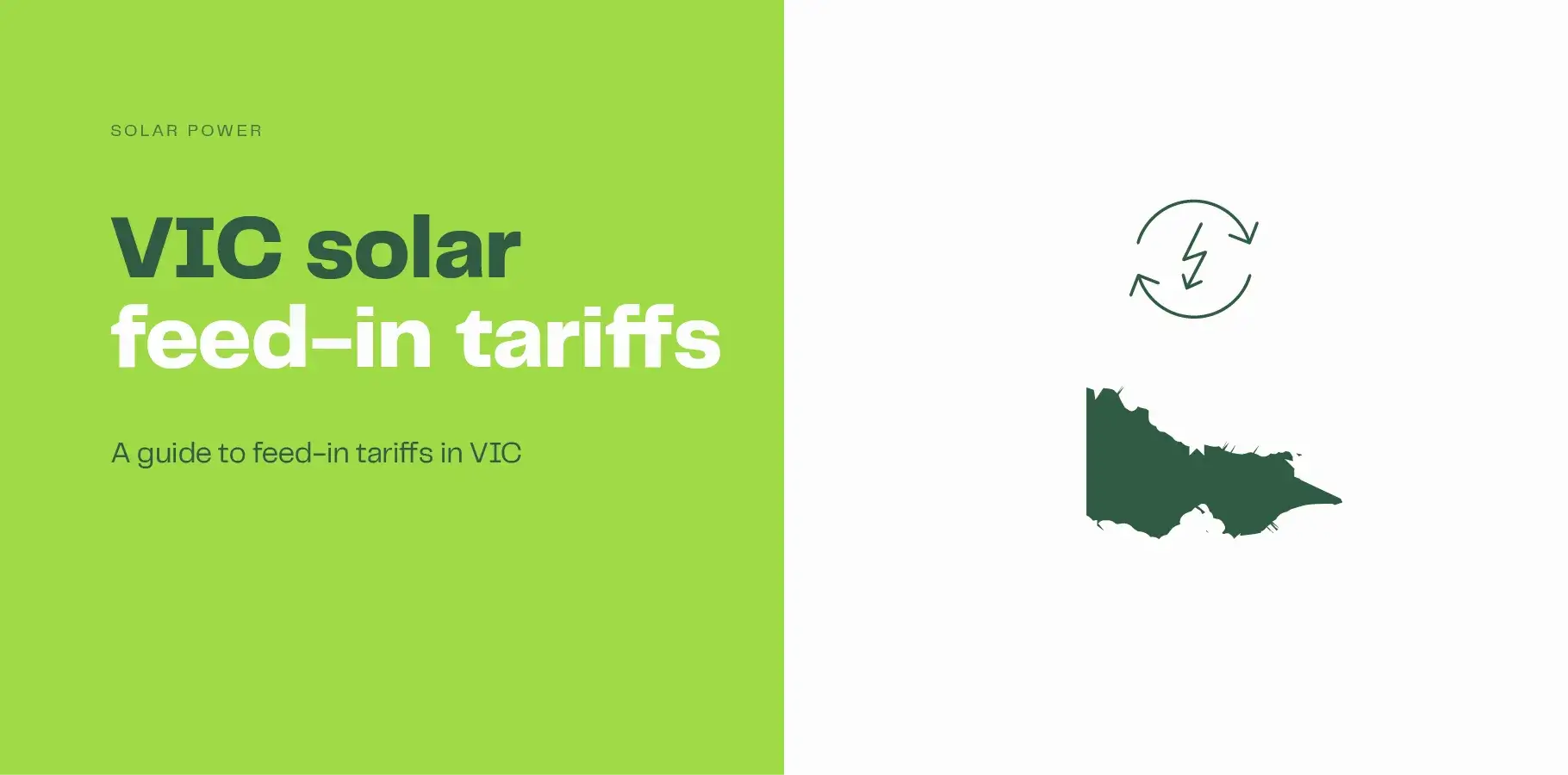 The vector image shows an outline of the state of VIC with a dollar symbol above it. Adjacent text reads 'VIC feed-in tariffs'. 