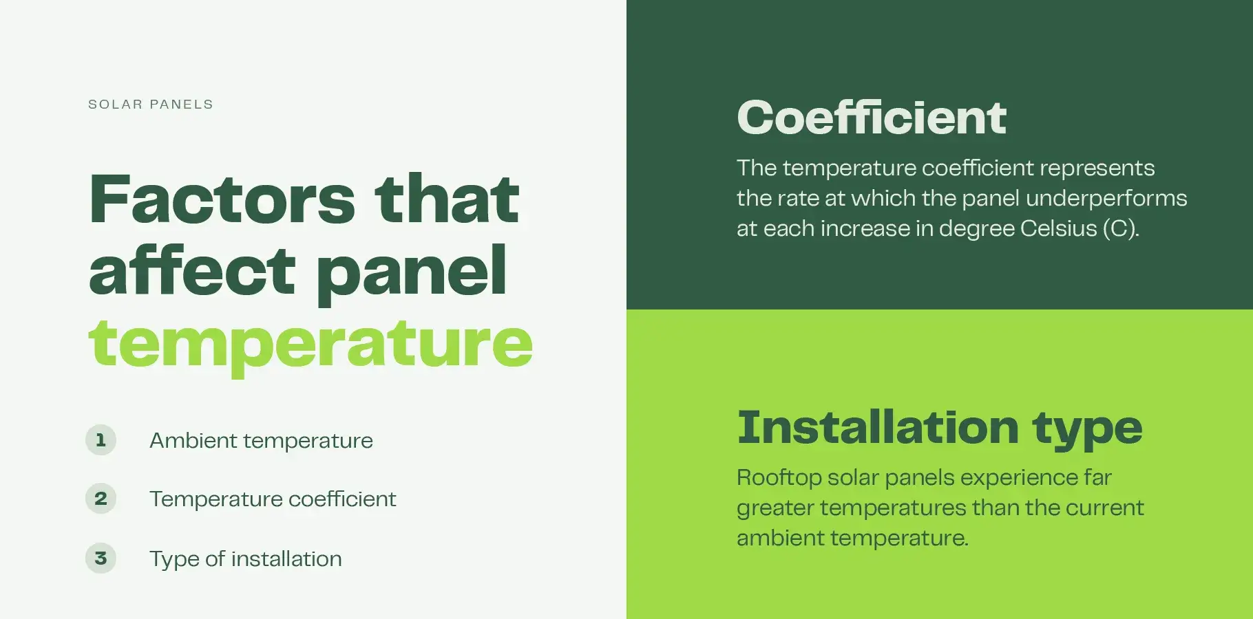 infographic describing factors that affect panel temperature